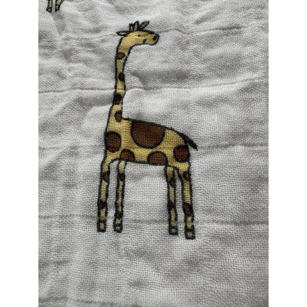 Aden + Anais Lovey Baby Security Blanket Giraffe White Satin Trim Muslin 16.5